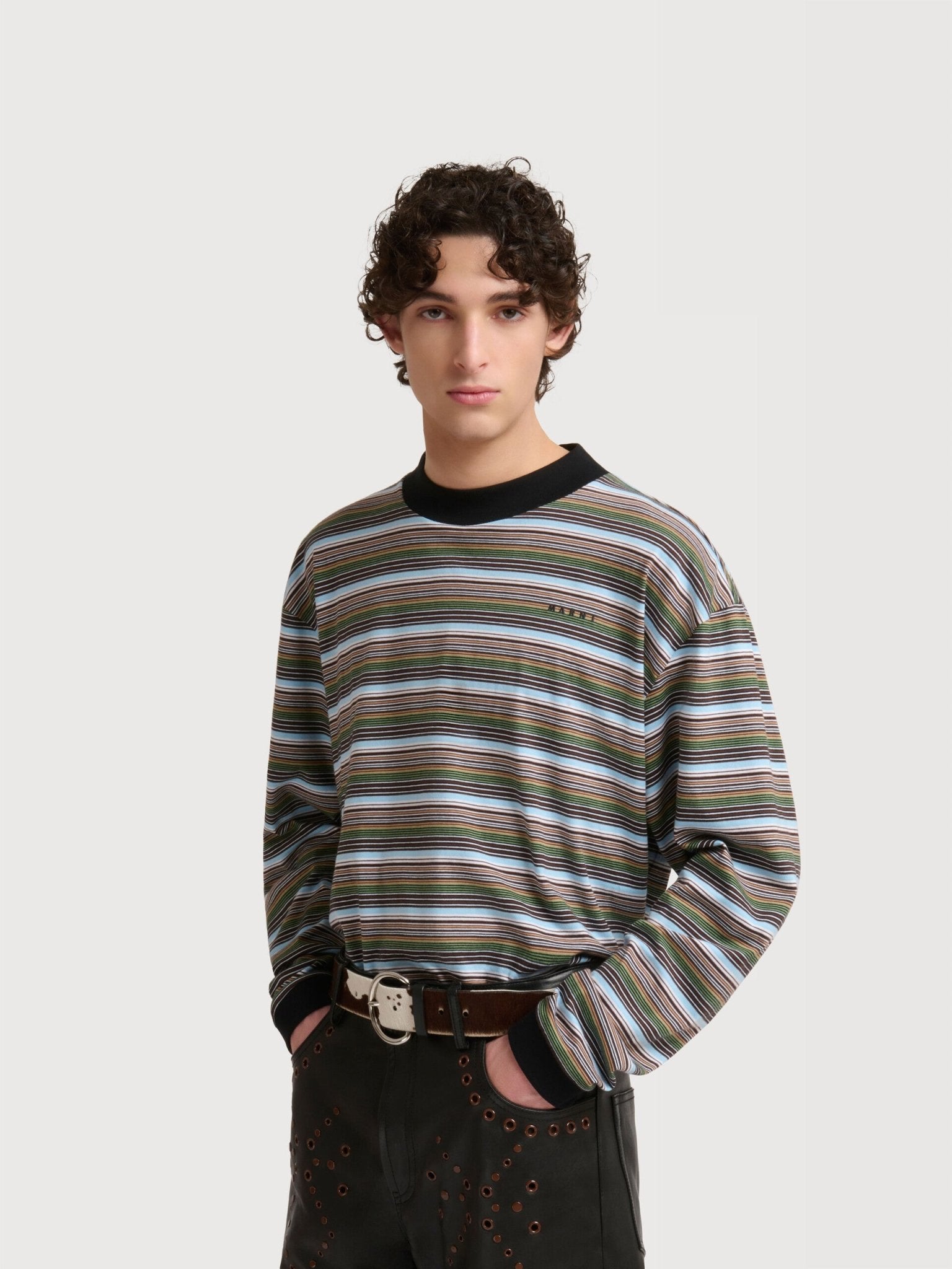 T-shirt a maniche lunghe in cotone a righe multicolor - YES SHOPT-shirtMARNIHUJY0242S0 UTC681 STB44-IT 42