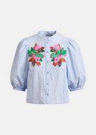 Camicia Jaiden azzurra manica a sbuffo con paillettes motivo fiorato - YES SHOPCamicieESSENTIELJAIDEN-IT 349793157313771