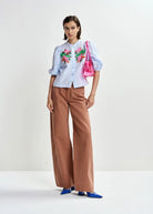 Camicia Jaiden azzurra manica a sbuffo con paillettes motivo fiorato - YES SHOPCamicieESSENTIELJAIDEN-IT 349793157313771