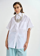 Camicia boxy Jasleen bianca con foulard rimovibile con applicazioni - YES SHOPCamicieESSENTIELJASLEEN-XXS2760148182771
