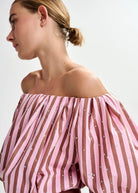 Body puffy JayJay rosa a righe marroni con strass scollo barca - YES SHOPBodyESSENTIELJAYJAY-IT 341106930233771