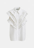 Camicia Jeandarlene bianca giromanica con volant - YES SHOPCamicieESSENTIELJEANDARLENE-XXS