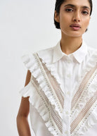 Camicia Jeandarlene bianca giromanica con volant - YES SHOPCamicieESSENTIELJEANDARLENE-XXS