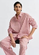 Camicia Jelief rosa a righe marroni con strass - YES SHOPCamicieESSENTIELJELIEF-IT 347016930233771