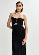 Abito Jeremy nero a sirena drappeggiato con dettagli cut out - YES SHOPAbitiESSENTIELJEREMY-XXS9870148182771