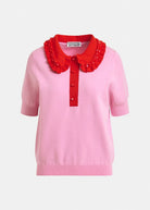 Polo Jewelry rosa con colletto rosso e applicazioni - YES SHOPPoloESSENTIELJEWELRY-XXS5560148182771