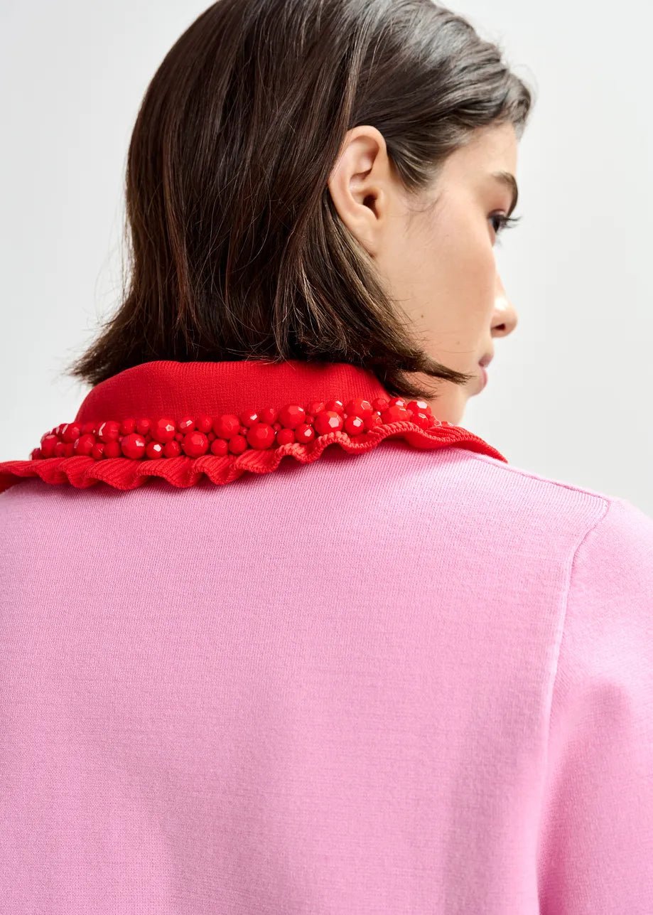 Polo Jewelry rosa con colletto rosso e applicazioni - YES SHOPPoloESSENTIELJEWELRY-XXS5560148182771