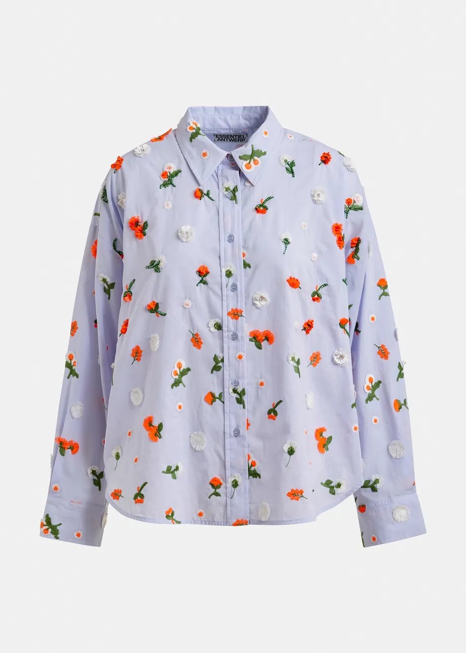 Camicia Jimena azzurra manica lunga con fiori paillettes - YES SHOPCamicieESSENTIELJIMENA-IT 347104157313771
