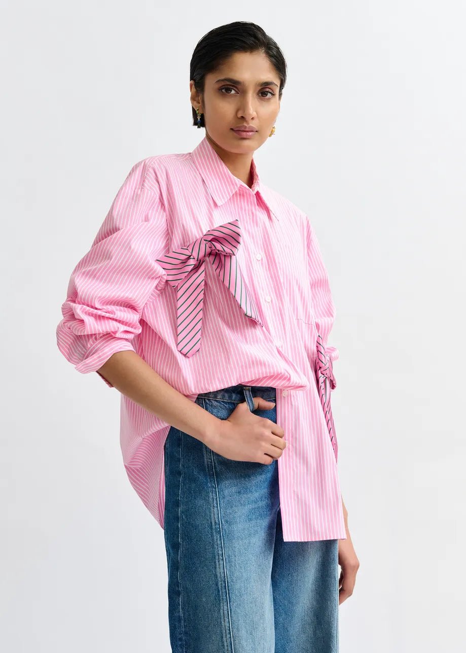 Camicia Jiwi oversize rosa a righe con fiocchi - YES SHOPCamicieESSENTIELJIWI-XXS4950148182771