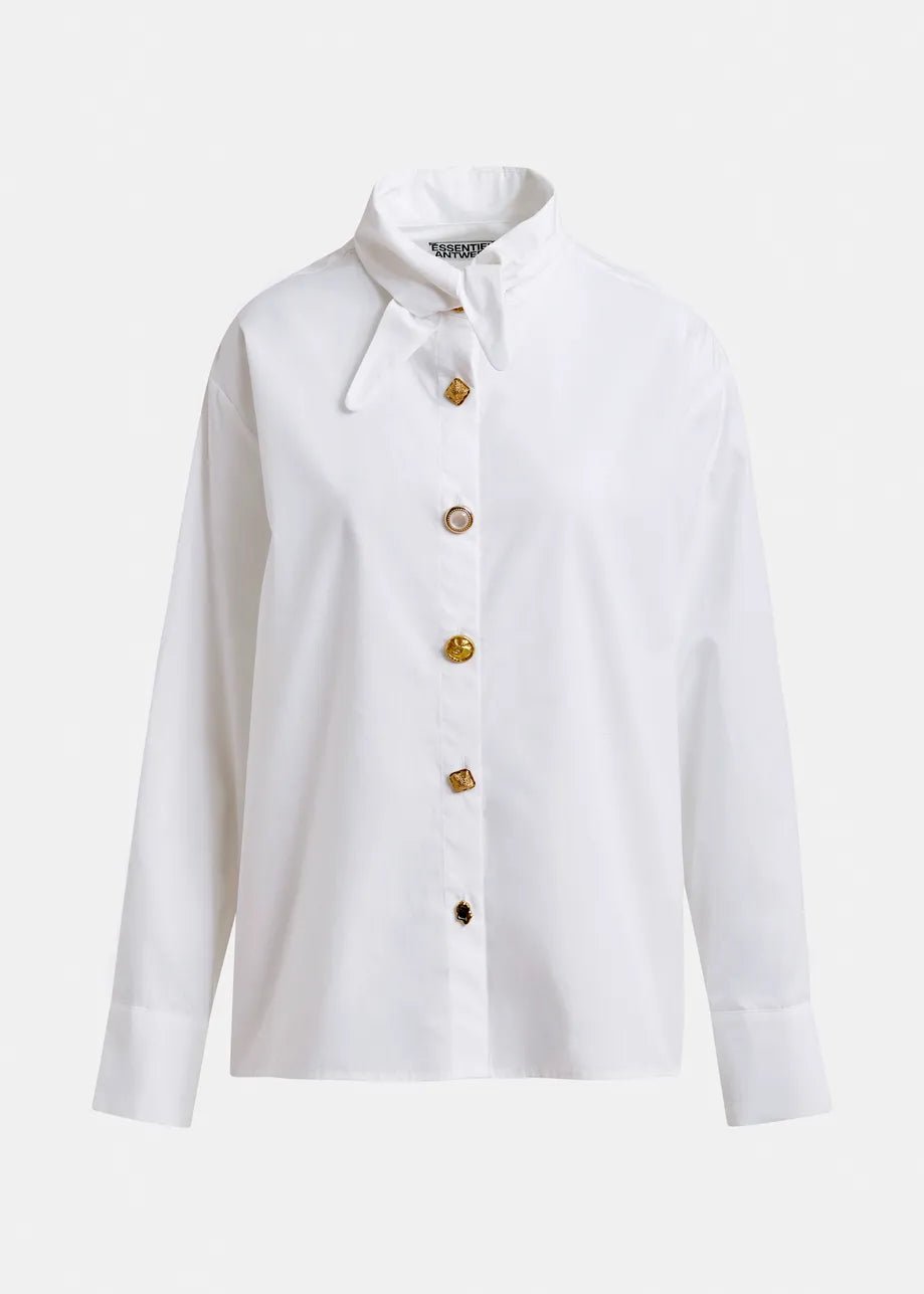 Camicia Jomato bianca con colletto allungato e bottoni oro - YES SHOPCamicieESSENTIELJOMATO-IT 347280148182771