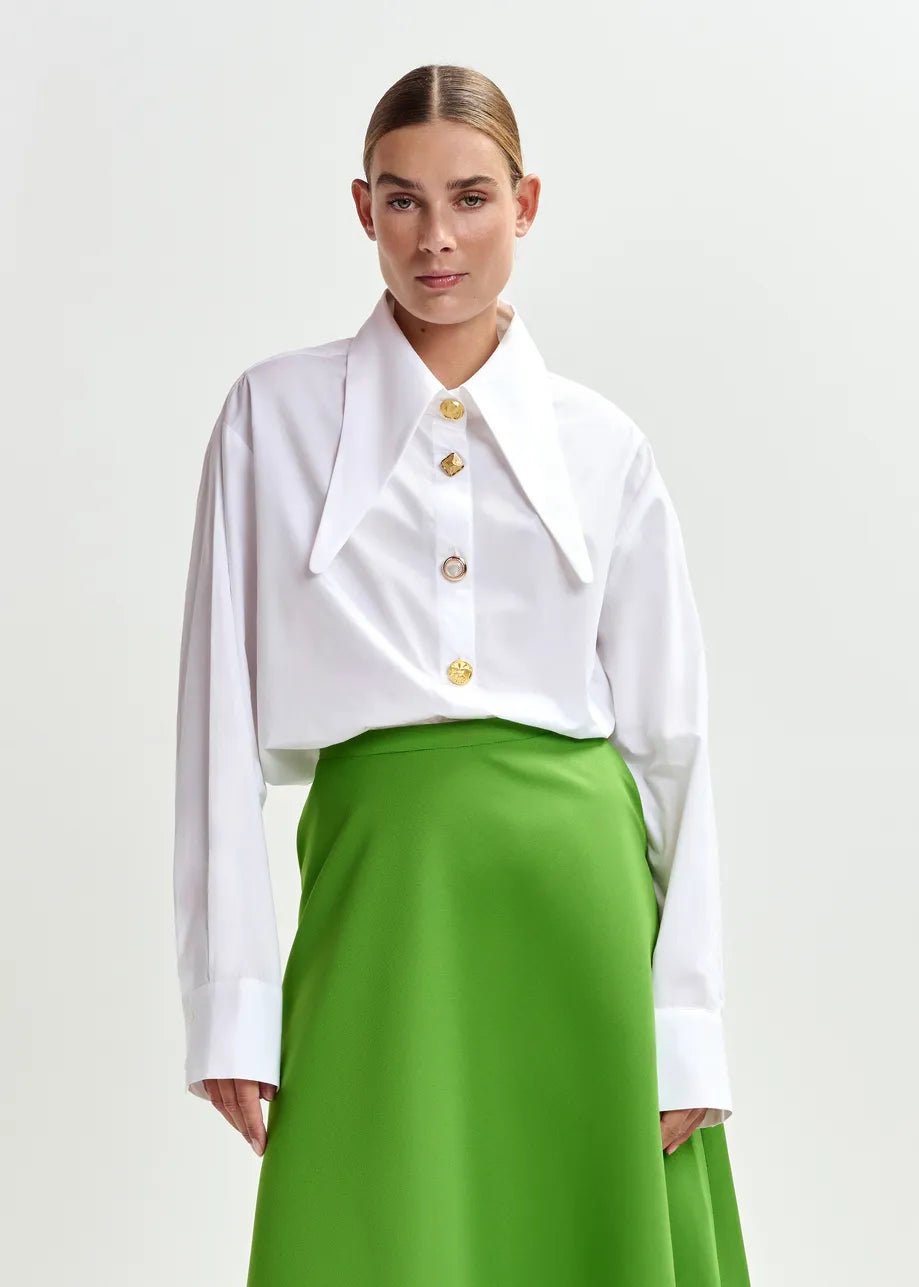 Camicia Jomato bianca con colletto allungato e bottoni oro - YES SHOPCamicieESSENTIELJOMATO-IT 347280148182771
