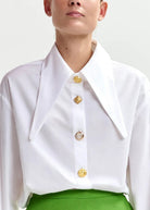 Camicia Jomato bianca con colletto allungato e bottoni oro - YES SHOPCamicieESSENTIELJOMATO-IT 347280148182771