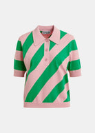 Polo Joram rosa a righe trasversali verdi con colletto rifinito strass - YES SHOPPoloESSENTIELJORAM-XXS1260148182771