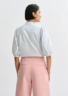 Camicia Jorja azzurra con ricami floreali arancio fluo - YES SHOPCamicieESSENTIELJORJA-IT 347716930233771
