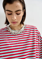 T-shirt Joste ovesize a righe rosse e celesti con applicazioni - YES SHOPT-shirtESSENTIELJOSTE-XXS3060811323771