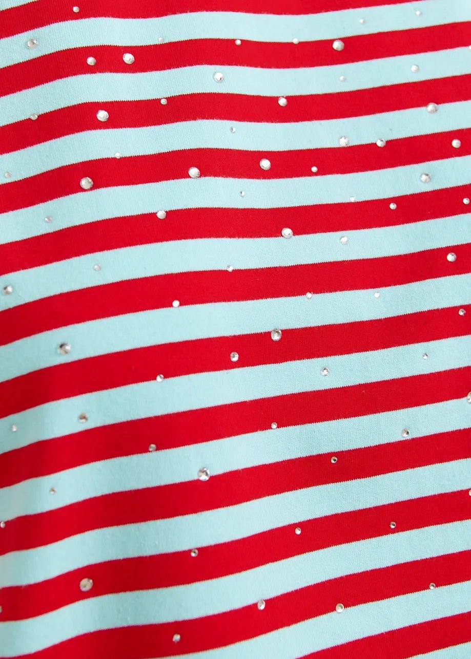 T-shirt Joste ovesize a righe rosse e celesti con applicazioni - YES SHOPT-shirtESSENTIELJOSTE-XXS3060811323771