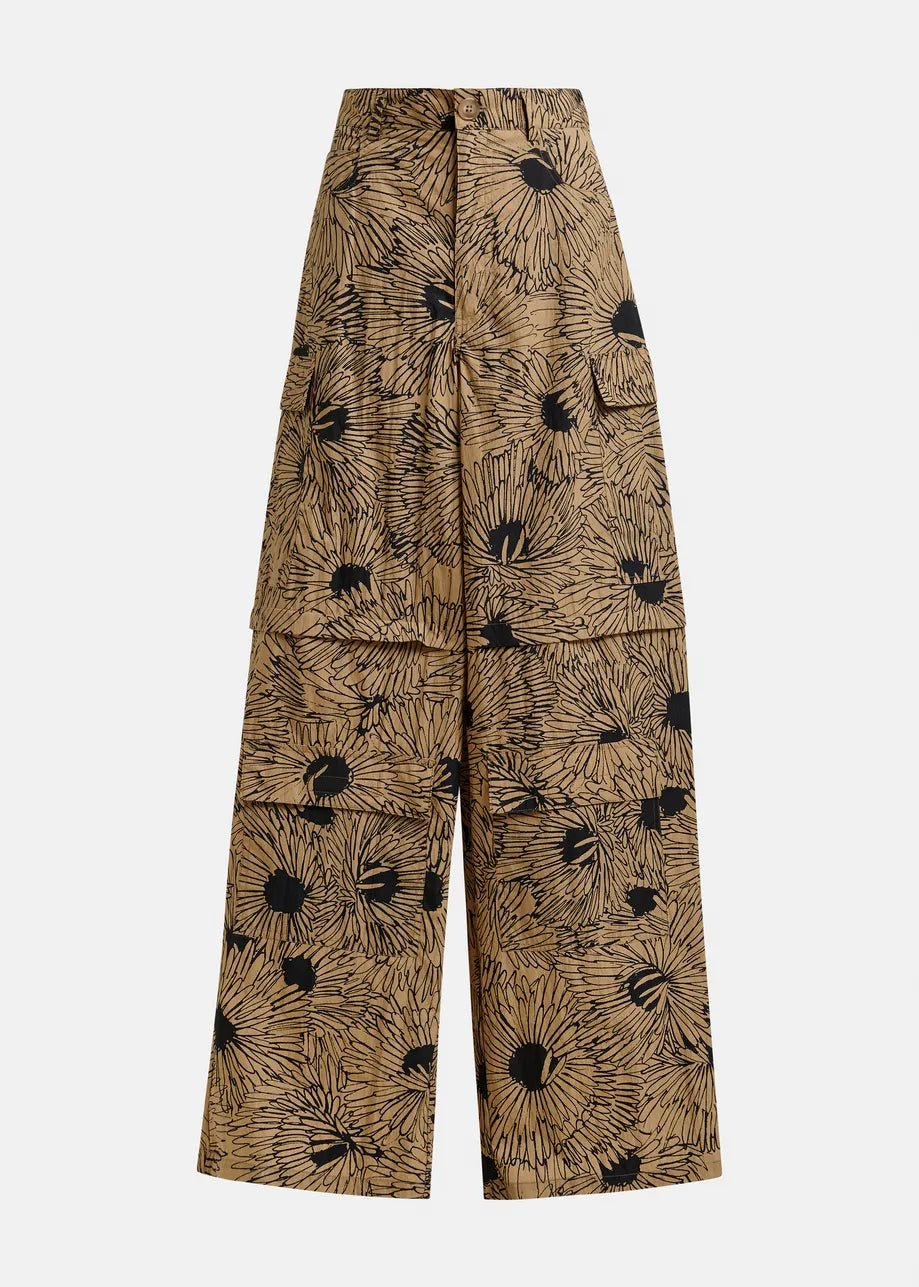 Pantalone Josy cargo beige con stampa floreale nera - YES SHOPPantaloniESSENTIELJOSY-IT 343090148182771