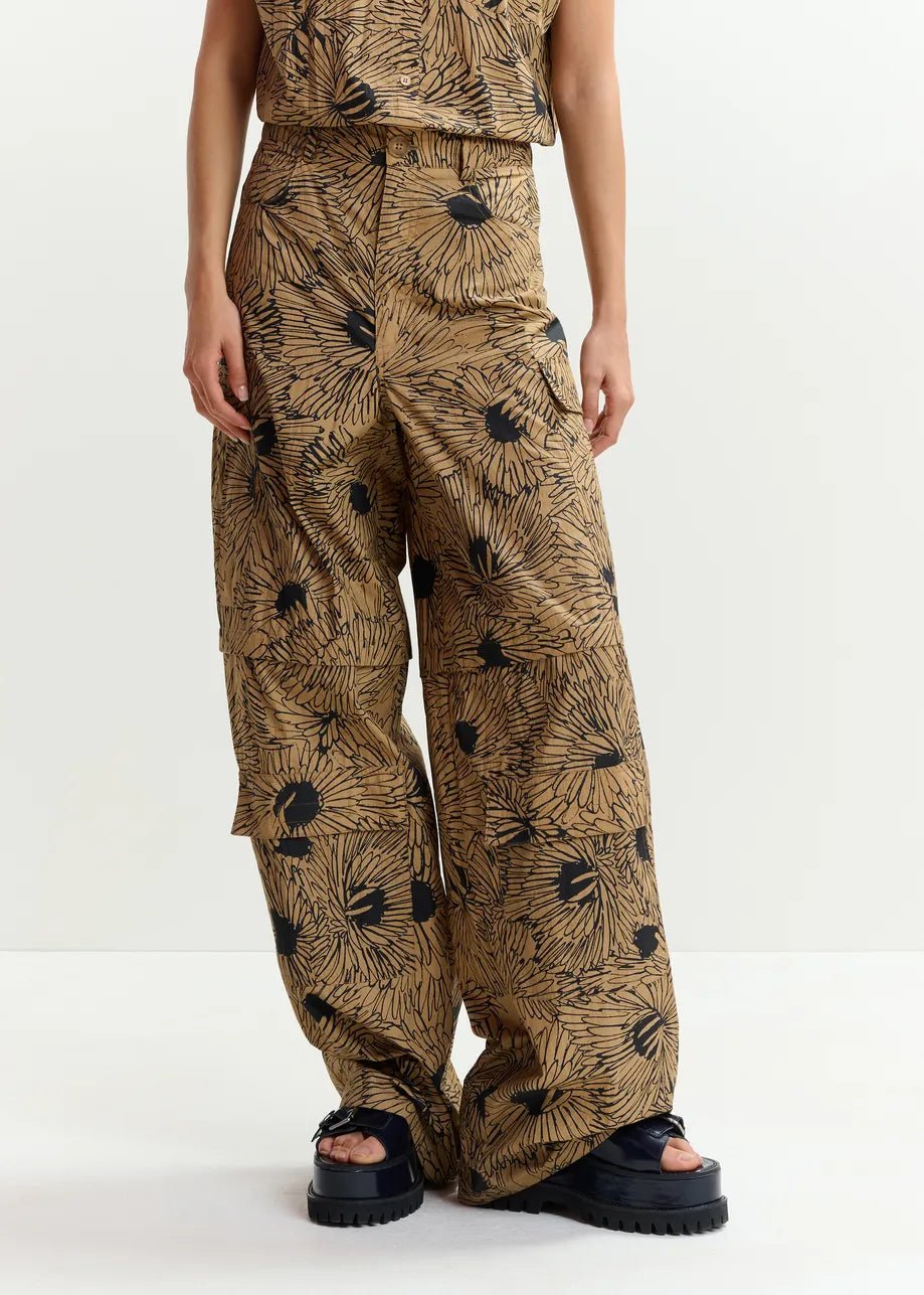 Pantalone Josy cargo beige con stampa floreale nera - YES SHOPPantaloniESSENTIELJOSY-IT 343090148182771