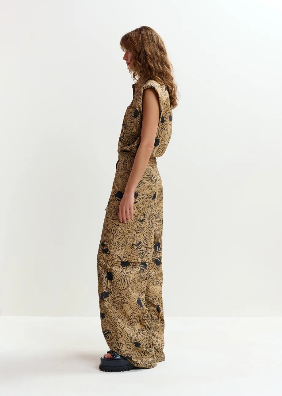 Pantalone Josy cargo beige con stampa floreale nera - YES SHOPPantaloniESSENTIELJOSY-IT 343090148182771