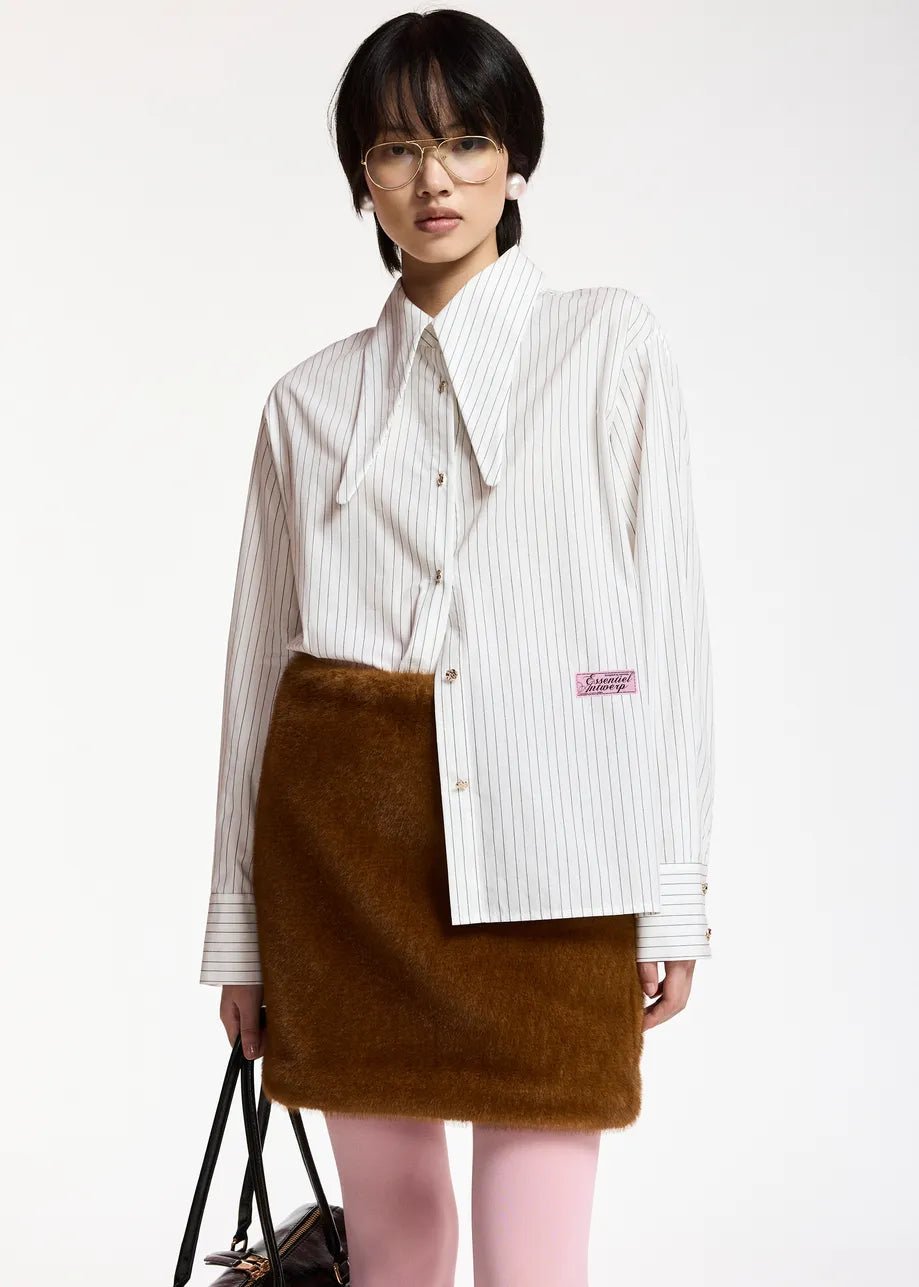 Camicia Kakao panna gessata con collo allungato - YES SHOPCamicieESSENTIELKAKAO-IT 341537892258871