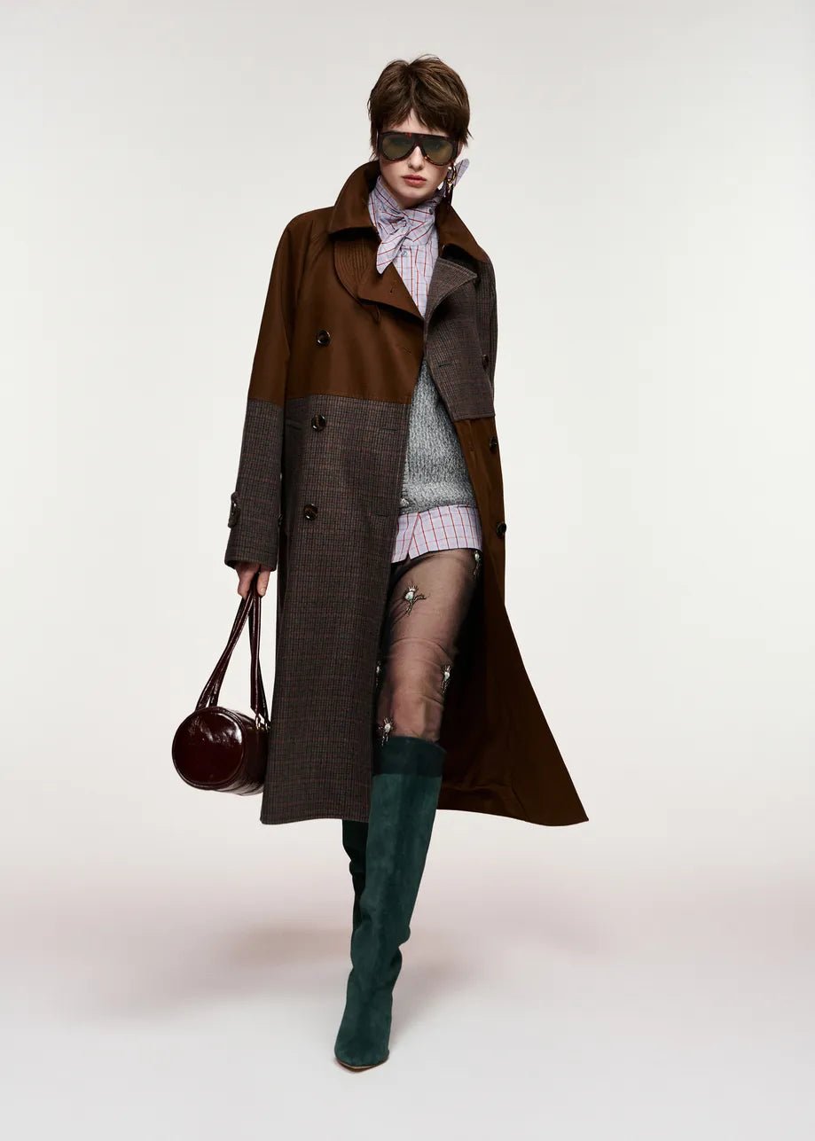 Trench Kagu patchwork marrone e principe di galles - YES SHOPTrenchESSENTIELKAGU-01357892258871