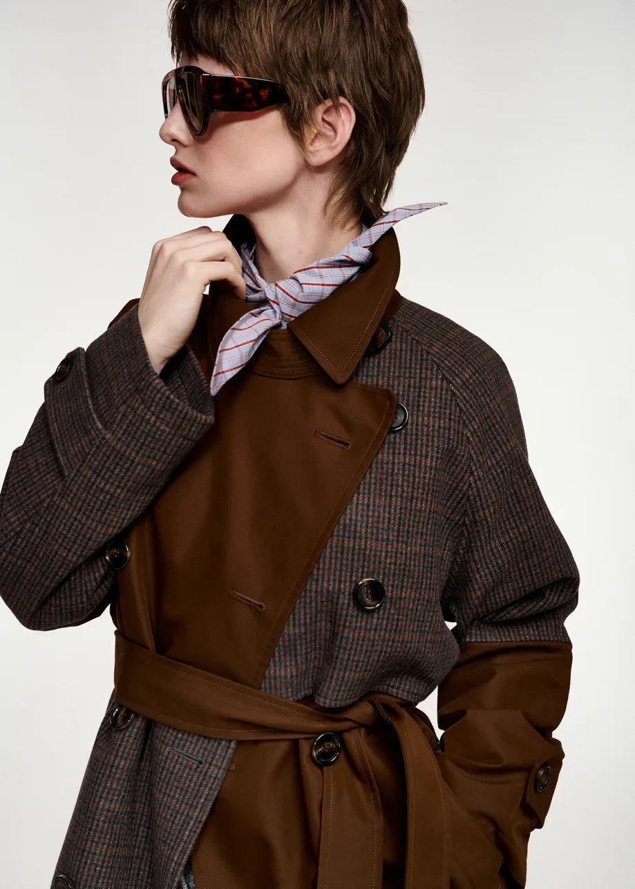 Trench Kagu patchwork marrone e principe di galles - YES SHOPTrenchESSENTIELKAGU-01357892258871
