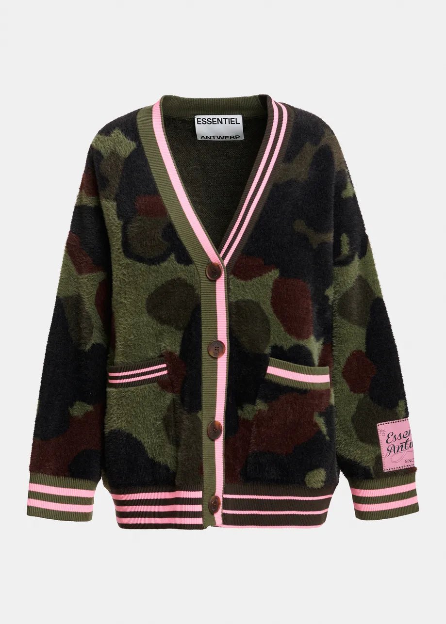 Cardigan Kamoo in jacquard mimetico con dettagli rosa - YES SHOPCardiganESSENTIELKAMOO-01127892258871