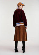 Cardigan Kamore in maglia bordeaux con perline e dettagli cognac - YES SHOPCardiganESSENTIELKAMORE-01447892258871