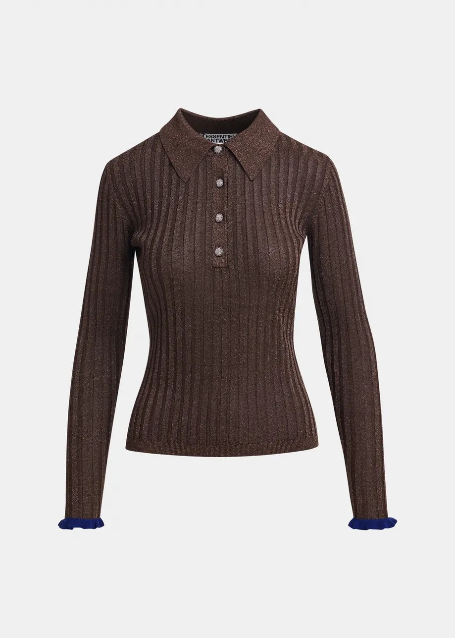 Polo Karan marrone metallizzata a costine - YES SHOPPoloESSENTIELKARAN-07547892258871