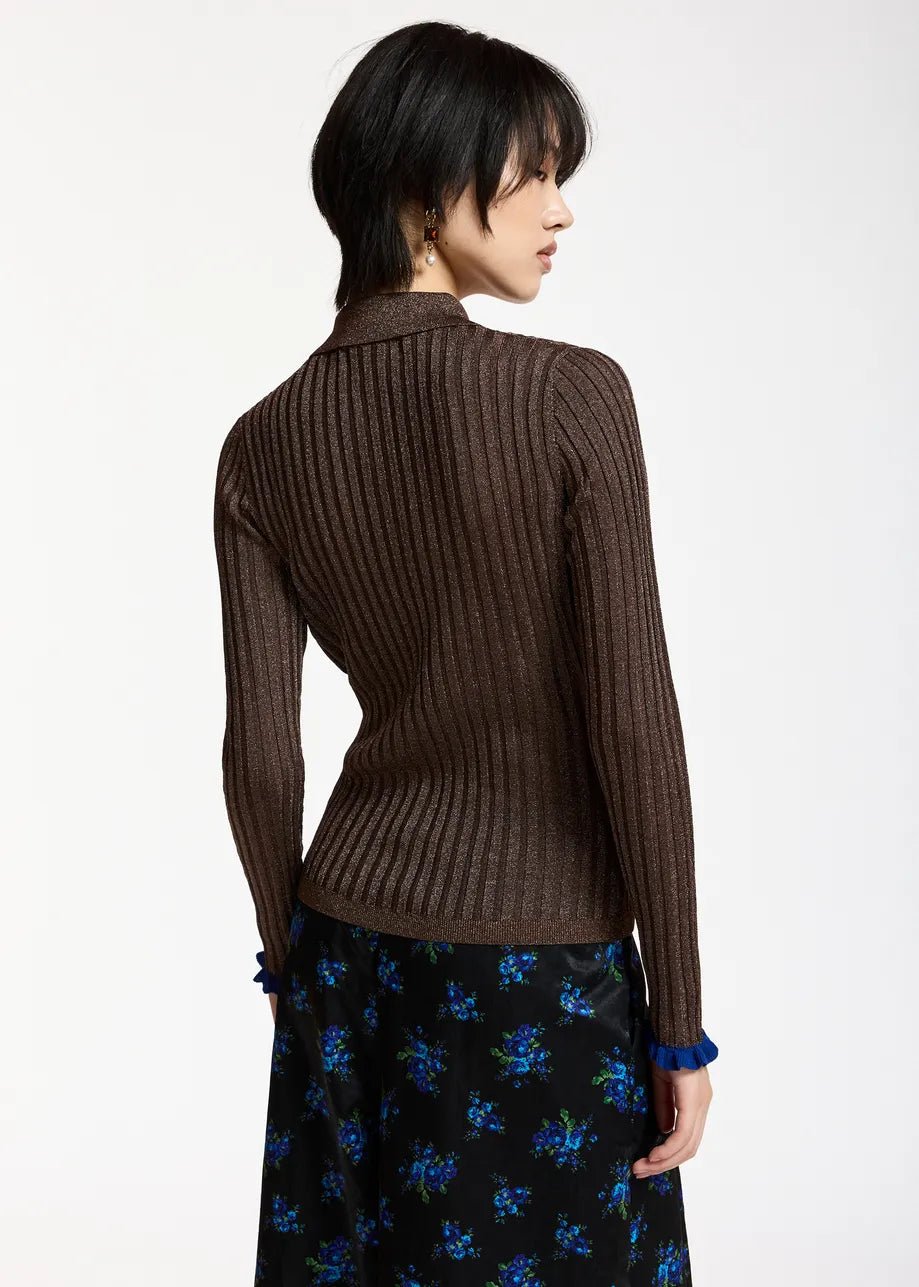 Polo Karan marrone metallizzata a costine - YES SHOPPoloESSENTIELKARAN-07547892258871