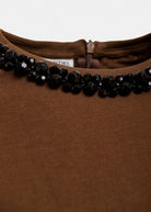 T-shirt Kardinal marrone con spalline e girocollo pietre - YES SHOPT-shirtESSENTIELKARDINAL-09837892258871