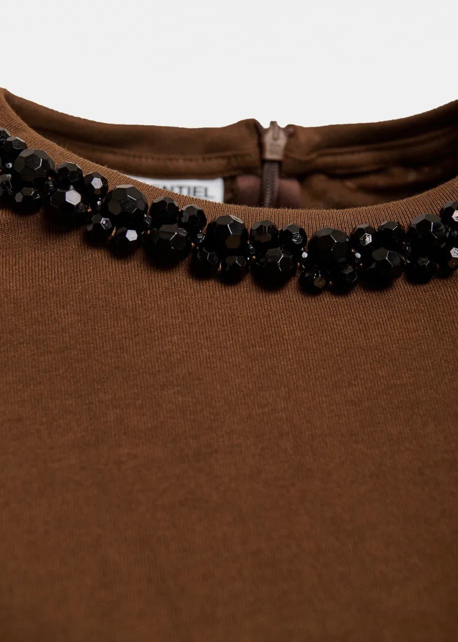 T-shirt Kardinal marrone con spalline e girocollo pietre - YES SHOPT-shirtESSENTIELKARDINAL-09837892258871