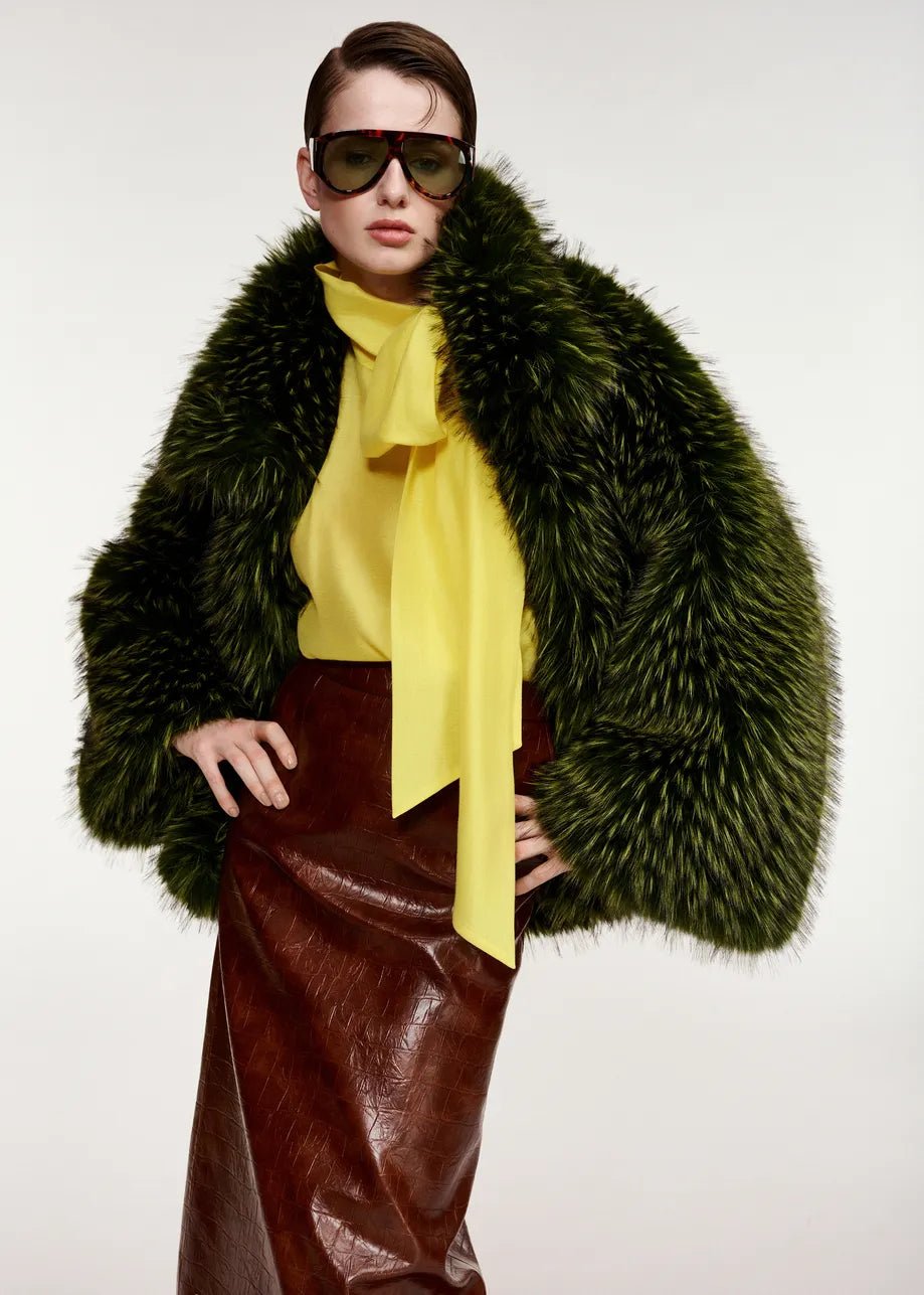 Giacca Kastanje oversize verde in pelliccia sintetica - YES SHOPGiaccheESSENTIELKASTANJE-07457892258871