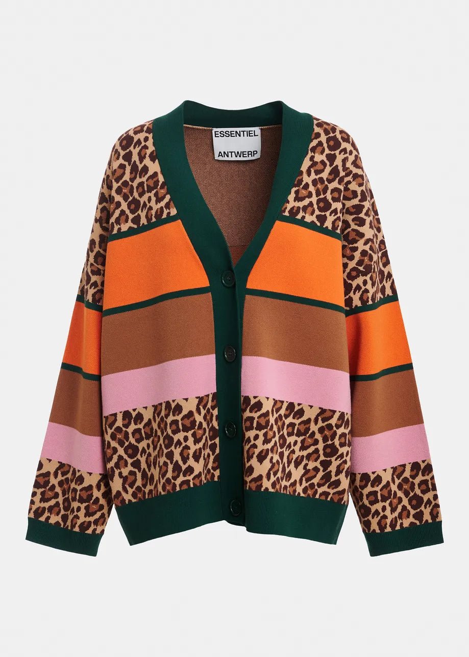 Cardigan Kaudi color-block leopardato - YES SHOPCardiganESSENTIELKAUDI-XXS9802792258871