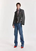 Blazer crop Kiana doppiopetto grigio in fantasia principe di galles - YES SHOPBlazerESSENTIELKIANA-05947892258871