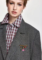 Blazer crop Kiana doppiopetto grigio in fantasia principe di galles - YES SHOPBlazerESSENTIELKIANA-05947892258871