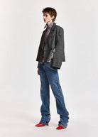 Blazer crop Kiana doppiopetto grigio in fantasia principe di galles - YES SHOPBlazerESSENTIELKIANA-05947892258871