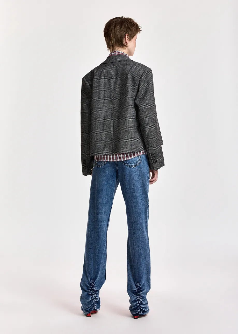 Blazer crop Kiana doppiopetto grigio in fantasia principe di galles - YES SHOPBlazerESSENTIELKIANA-05947892258871