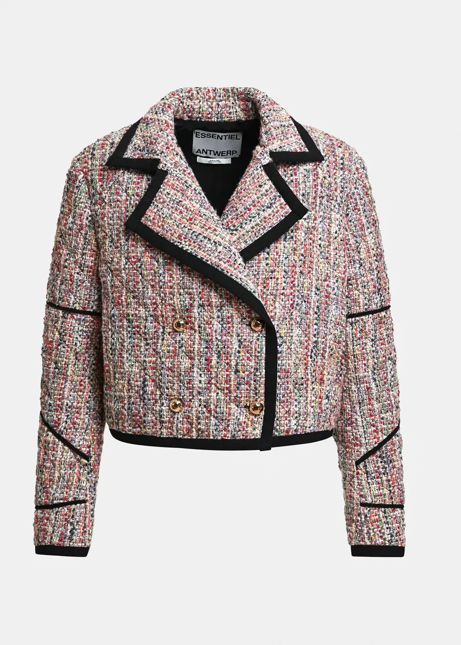 Giacca crop Kira in tweed multicolor con profili a contrasto - YES SHOPGiaccheESSENTIELKIRA1-IT 346657892258871