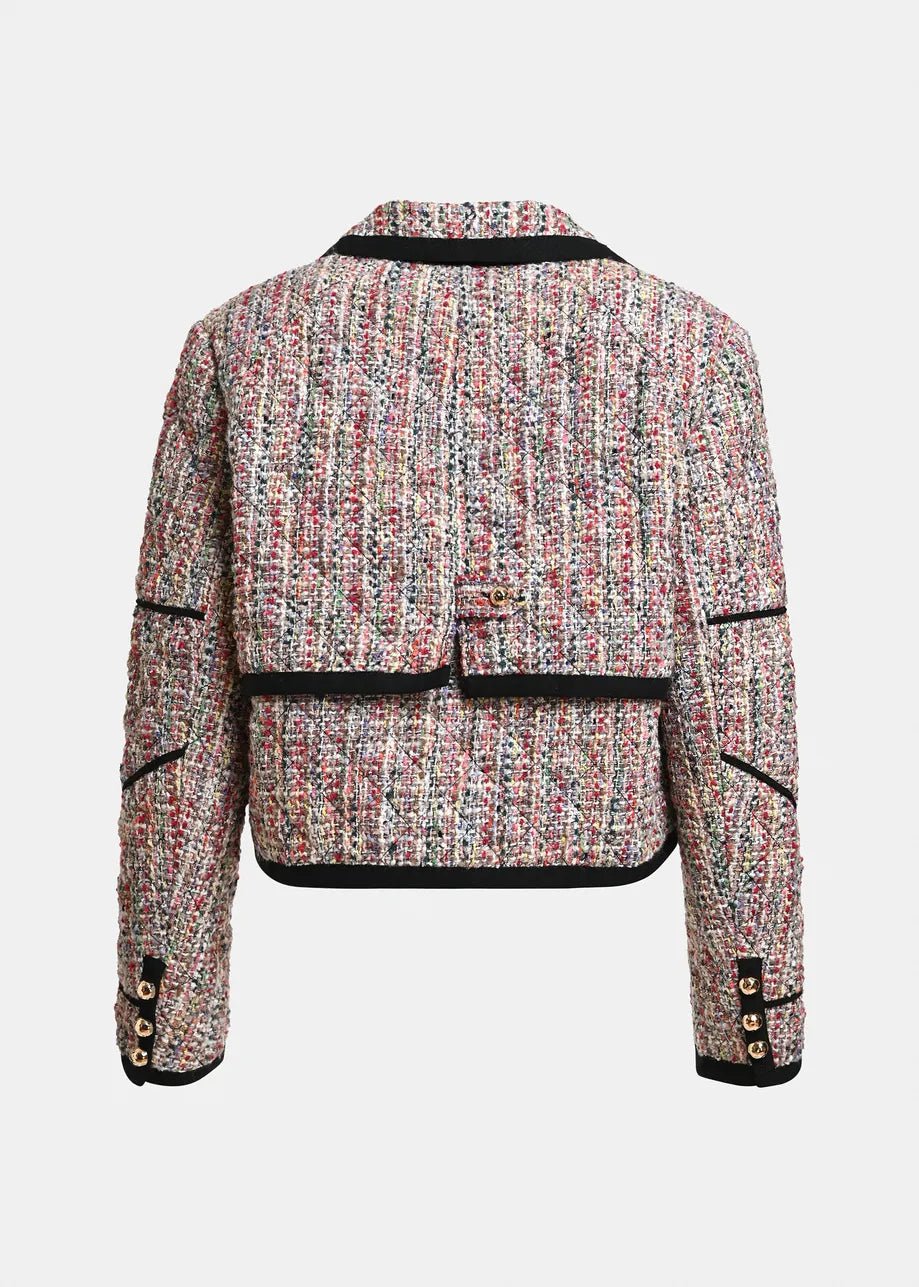 Giacca crop Kira in tweed multicolor con profili a contrasto - YES SHOPGiaccheESSENTIELKIRA1-IT 346657892258871