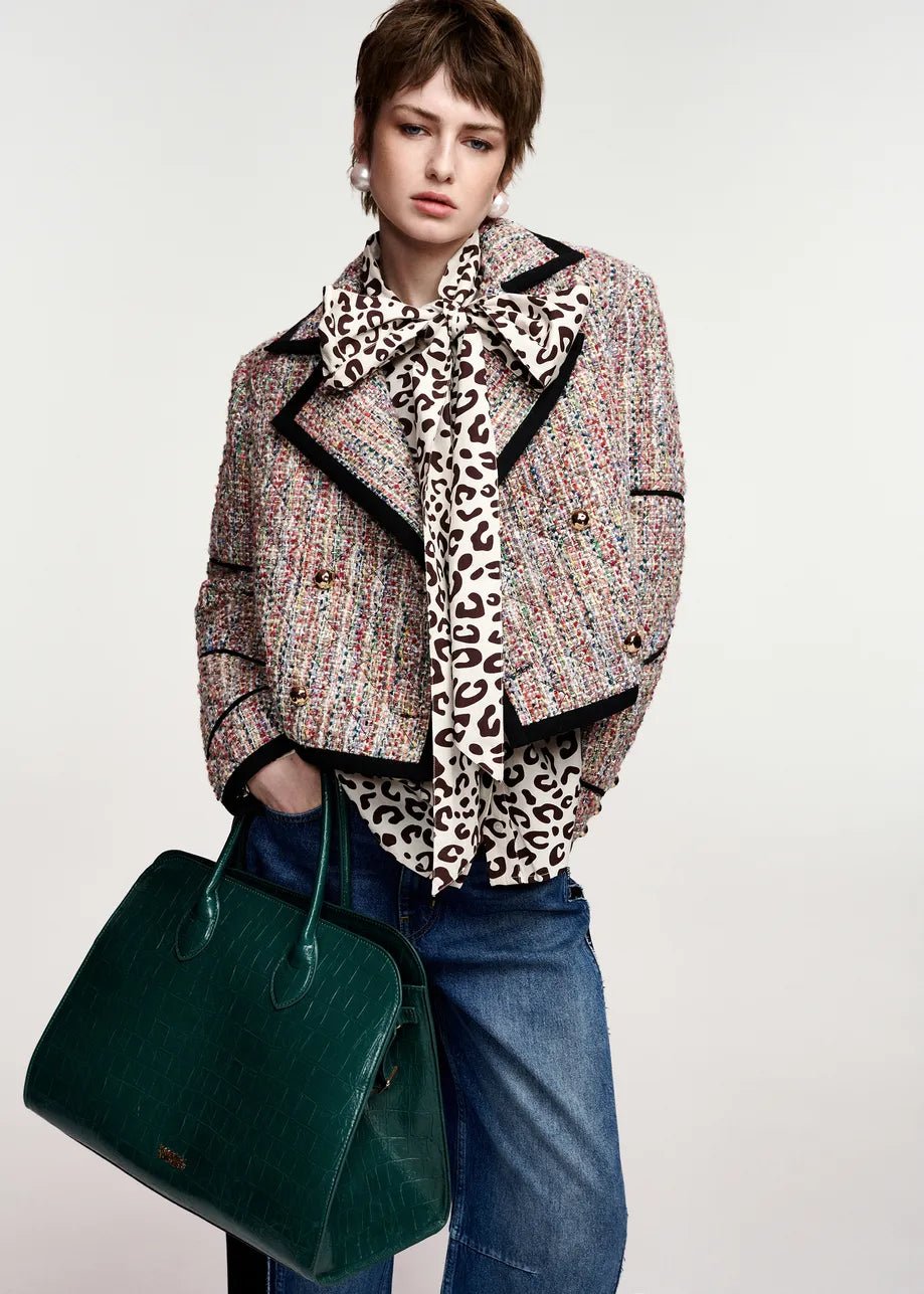 Giacca crop Kira in tweed multicolor con profili a contrasto - YES SHOPGiaccheESSENTIELKIRA1-IT 346657892258871