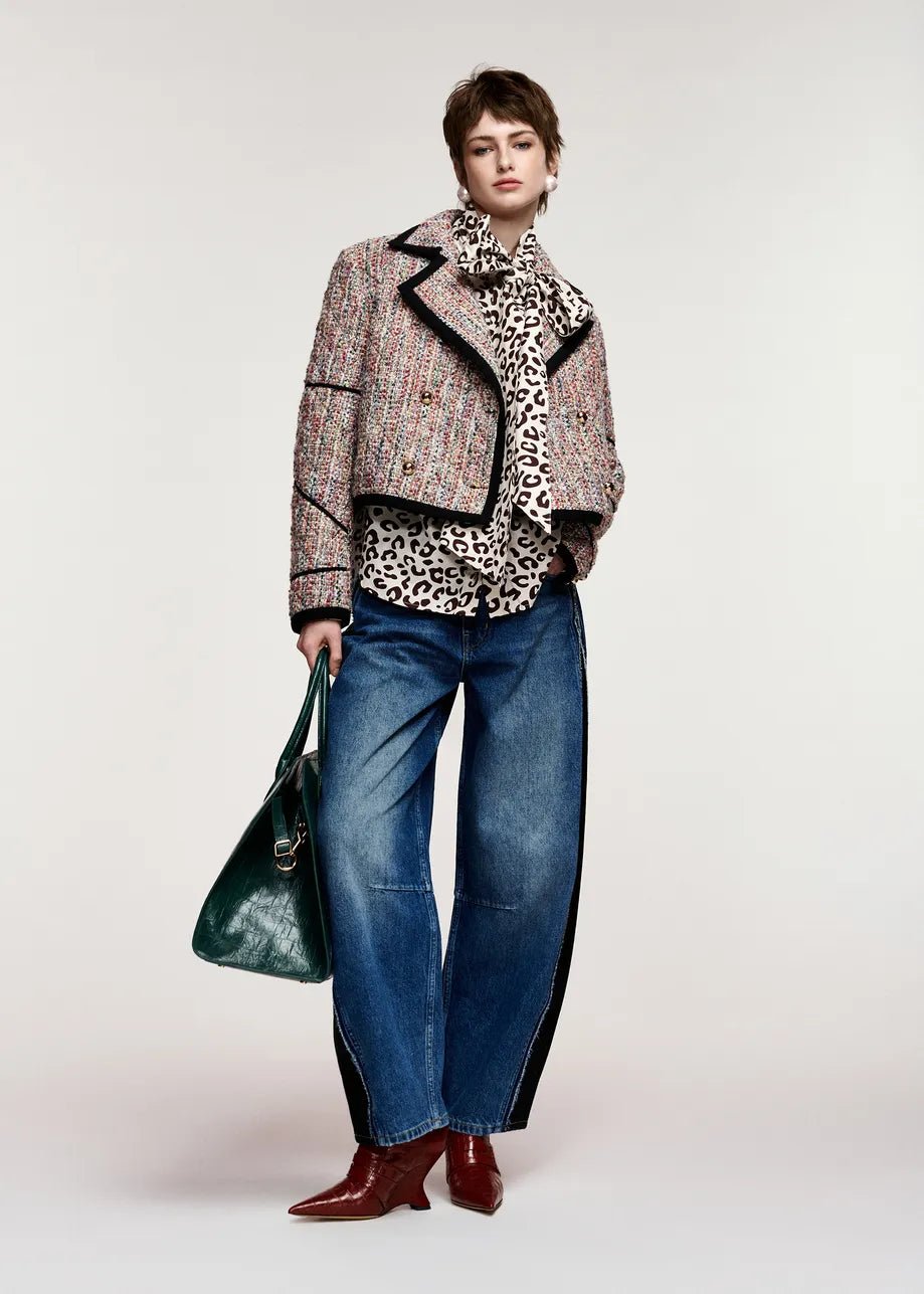 Giacca crop Kira in tweed multicolor con profili a contrasto - YES SHOPGiaccheESSENTIELKIRA1-IT 346657892258871