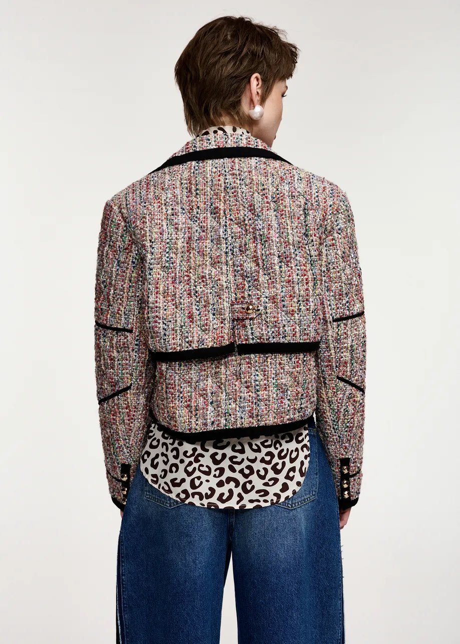 Giacca crop Kira in tweed multicolor con profili a contrasto - YES SHOPGiaccheESSENTIELKIRA1-IT 346657892258871