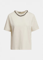 T-shirt Klaim panna con catena girocollo - YES SHOPT-shirtESSENTIELKLAIM-06047892258871