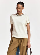 T-shirt Klaim panna con catena girocollo - YES SHOPT-shirtESSENTIELKLAIM-06047892258871