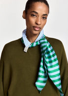 Maglione Kurtis khaki con sciarpa a righe azzurre e verdi - YES SHOPMaglioniESSENTIELKURTIS-07927892258871