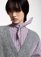Camicia Kute a quadri azzurra con gilet in lana sovrapposto - YES SHOPCamicieESSENTIELKUTE-02627892258871