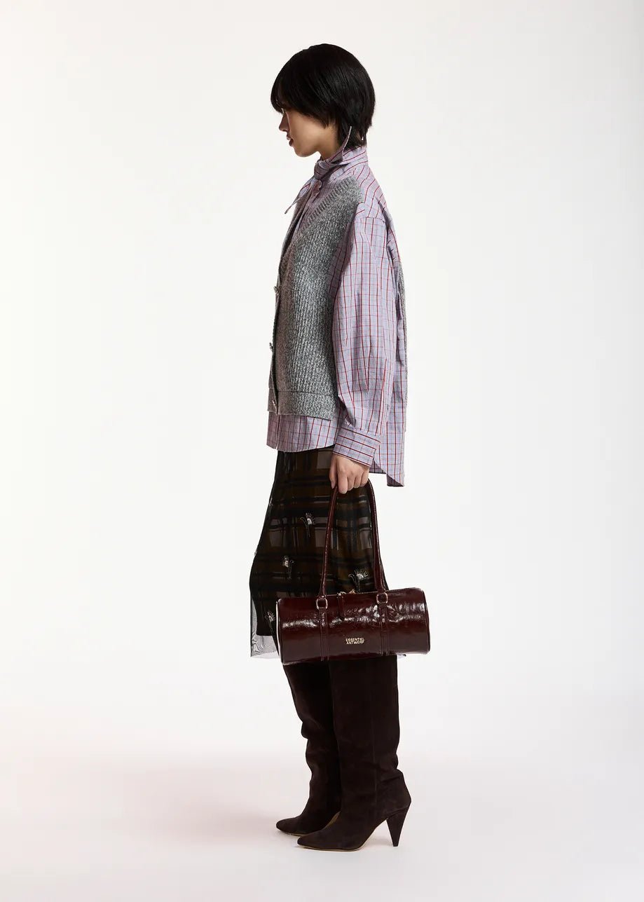 Camicia Kute a quadri azzurra con gilet in lana sovrapposto - YES SHOPCamicieESSENTIELKUTE-02627892258871