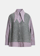 Camicia Kute a quadri azzurra con gilet in lana sovrapposto - YES SHOPCamicieESSENTIELKUTE-02627892258871
