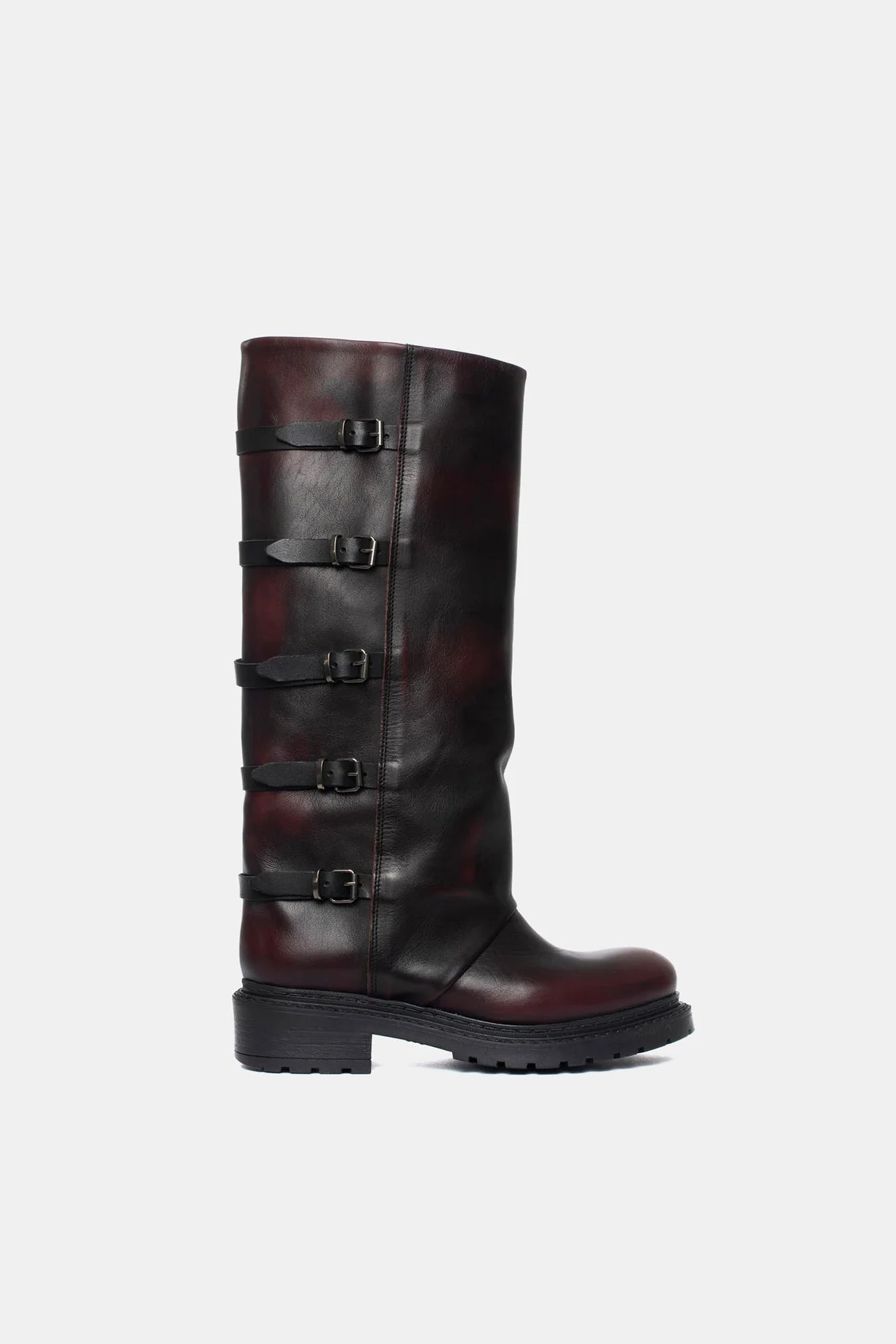 Biker in Vitello Bordeaux con Fibbie Multi